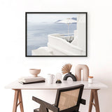 Shop Santorini Terrace I Photo Art Print a coastal themed photography wall art print from The Print Emporium wall artwork collection - Buy Australian made fine art poster and framed prints for the home and your interior decor, TPE-1323-AP