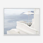 Shop Santorini Terrace I Photo Canvas Print a coastal themed photography framed stretched canvas print from The Print Emporium wall artwork collection - Buy Australian made prints for the home and your interior decor space, TPE-1323-CA-35X46-NF