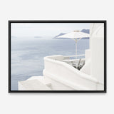 Shop Santorini Terrace I Photo Canvas Print a coastal themed photography framed stretched canvas print from The Print Emporium wall artwork collection - Buy Australian made prints for the home and your interior decor space, TPE-1323-CA-35X46-NF