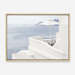 Shop Santorini Terrace I Photo Canvas Print a coastal themed photography framed stretched canvas print from The Print Emporium wall artwork collection - Buy Australian made prints for the home and your interior decor space, TPE-1323-CA-35X46-NF