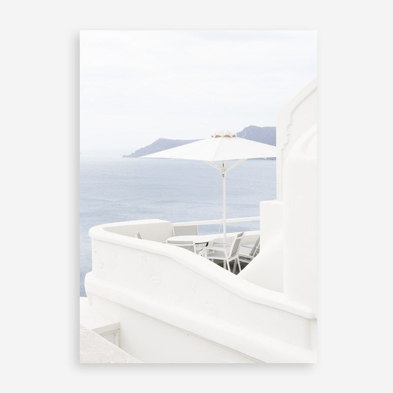 Shop Santorini Terrace II Photo Art Print a coastal themed photography wall art print from The Print Emporium wall artwork collection - Buy Australian made fine art poster and framed prints for the home and your interior decor, TPE-1328-AP