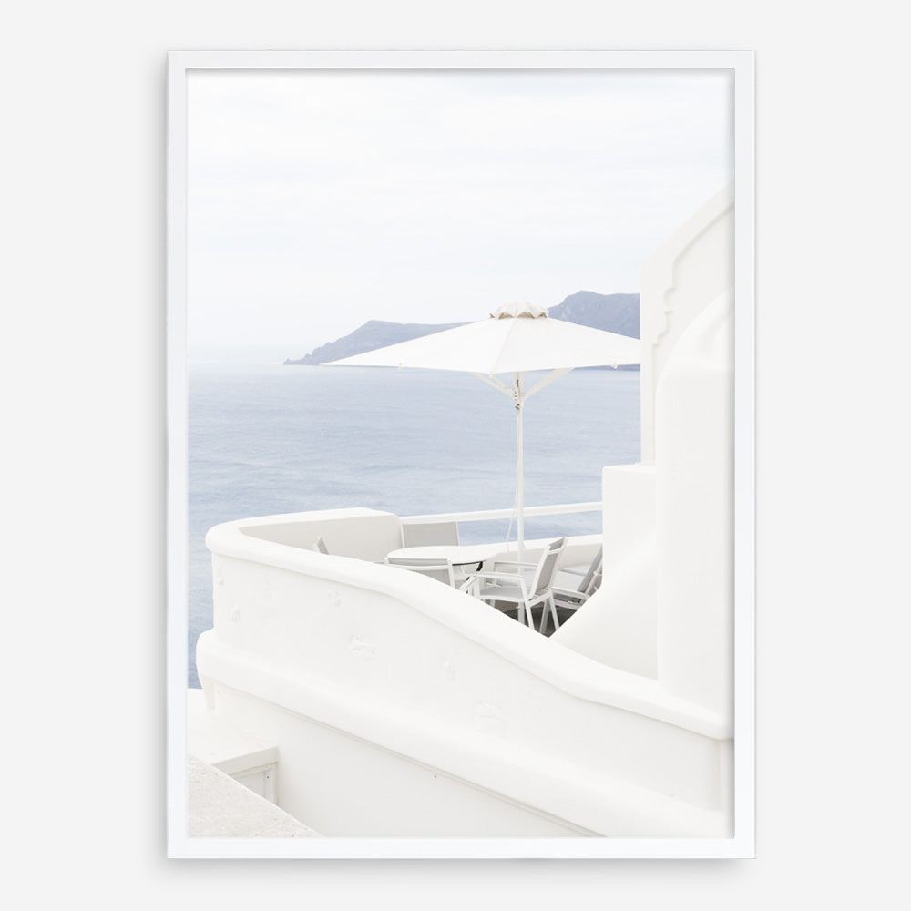 Shop Santorini Terrace II Photo Art Print a coastal themed photography wall art print from The Print Emporium wall artwork collection - Buy Australian made fine art poster and framed prints for the home and your interior decor, TPE-1328-AP
