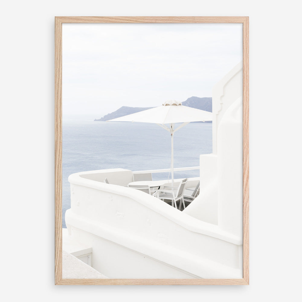 Shop Santorini Terrace II Photo Art Print a coastal themed photography wall art print from The Print Emporium wall artwork collection - Buy Australian made fine art poster and framed prints for the home and your interior decor, TPE-1328-AP
