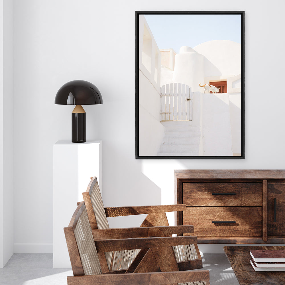 Shop Santorini Town Photo Canvas Print a photography framed stretched canvas print from The Print Emporium wall artwork collection - Buy Australian made prints for the home and your interior decor space, TPE-1338-CA-35X46-NF