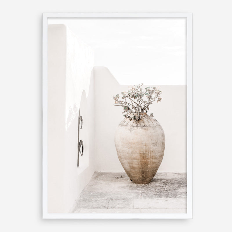Shop Santorini Urn Photo Art Print a coastal themed photography wall art print from The Print Emporium wall artwork collection - Buy Australian made fine art poster and framed prints for the home and your interior decor, TPE-1040-AP