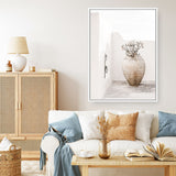 Shop Santorini Urn Photo Canvas Print a coastal themed photography framed stretched canvas print from The Print Emporium wall artwork collection - Buy Australian made prints for the home and your interior decor space, TPE-1040-CA-35X46-NF