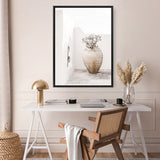 Shop Santorini Urn Photo Canvas Print a coastal themed photography framed stretched canvas print from The Print Emporium wall artwork collection - Buy Australian made prints for the home and your interior decor space, TPE-1040-CA-35X46-NF