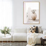 Shop Santorini Urn Photo Canvas Print a coastal themed photography framed stretched canvas print from The Print Emporium wall artwork collection - Buy Australian made prints for the home and your interior decor space, TPE-1040-CA-35X46-NF