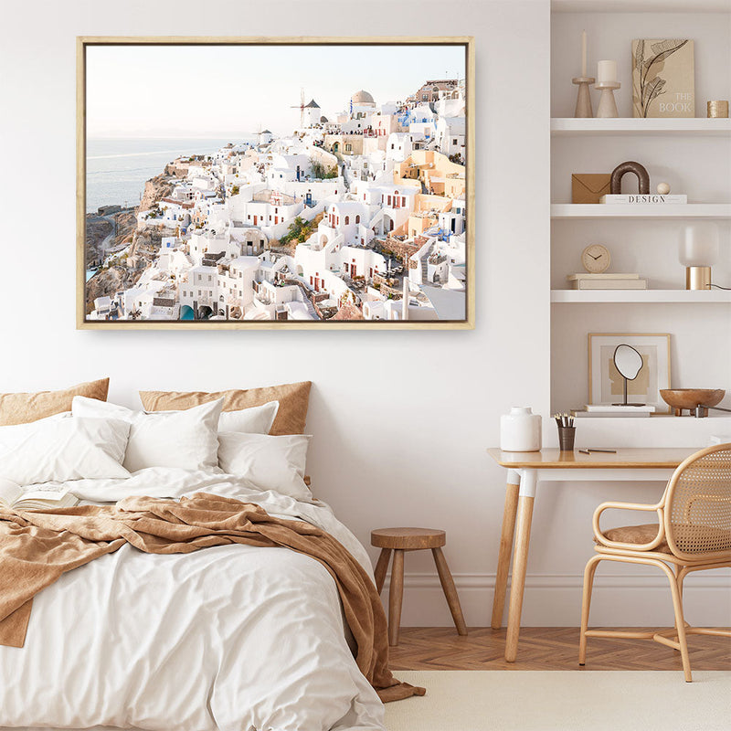Shop Santorini View Point Photo Canvas Print a coastal themed photography framed stretched canvas print from The Print Emporium wall artwork collection - Buy Australian made prints for the home and your interior decor space, TPE-1358-CA-35X46-NF