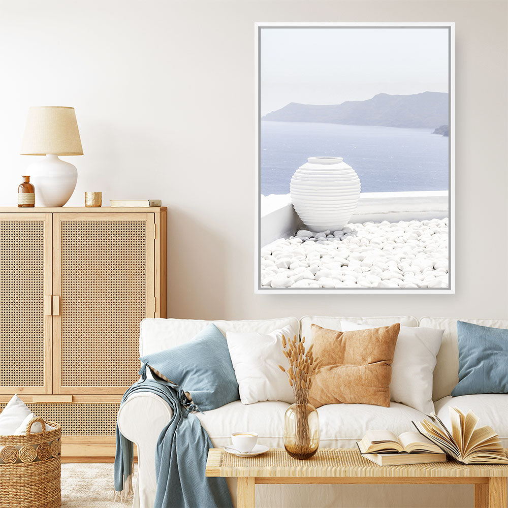 Shop Santorini Views II Photo Canvas Print a coastal themed photography framed stretched canvas print from The Print Emporium wall artwork collection - Buy Australian made prints for the home and your interior decor space, TPE-1169-CA-35X46-NF