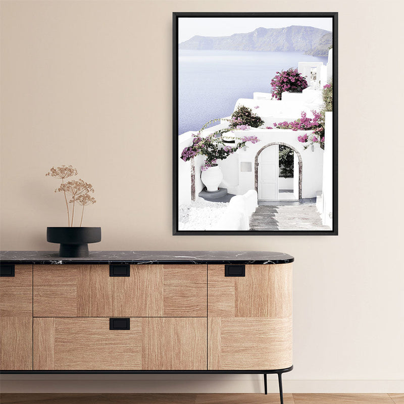 Shop Santorini Views Photo Canvas Print a coastal themed photography framed stretched canvas print from The Print Emporium wall artwork collection - Buy Australian made prints for the home and your interior decor space, TPE-1168-CA-35X46-NF