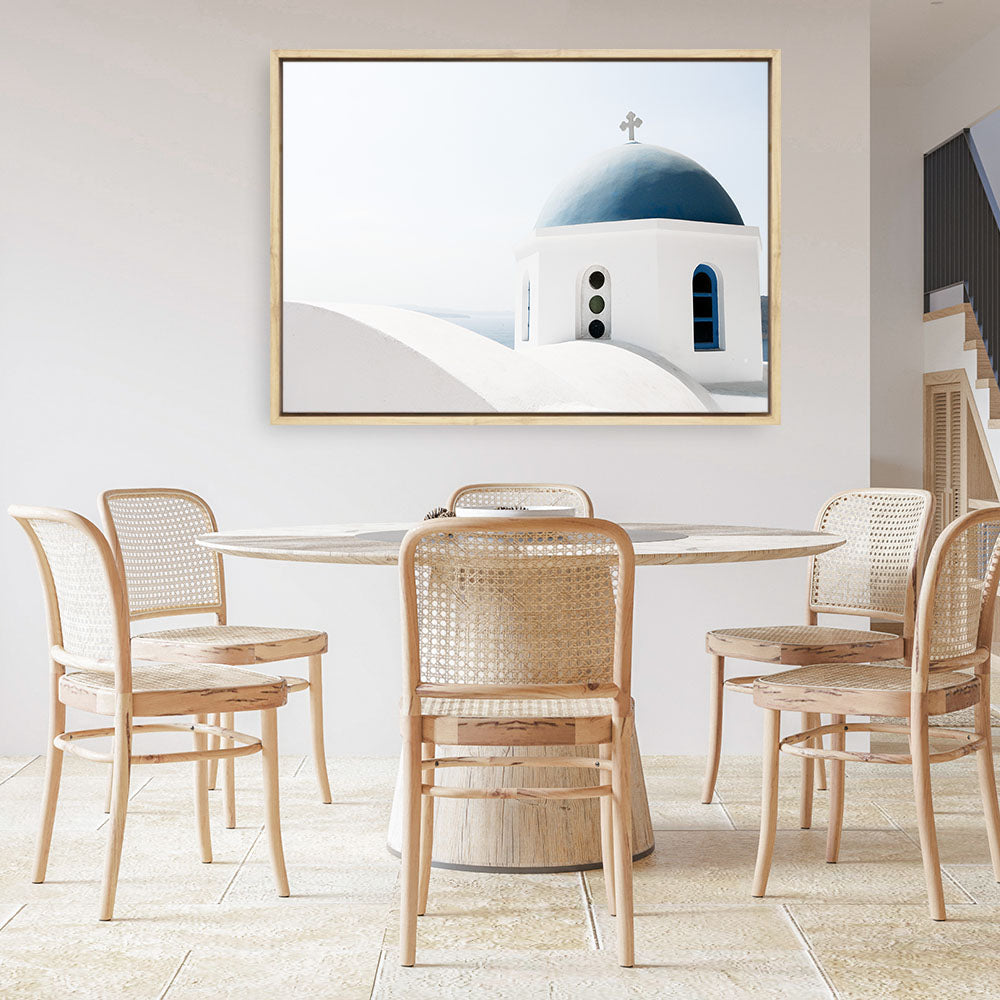 Shop Santorini Vista II Photo Canvas Print a coastal themed photography framed stretched canvas print from The Print Emporium wall artwork collection - Buy Australian made prints for the home and your interior decor space, TPE-1303-CA-35X46-NF