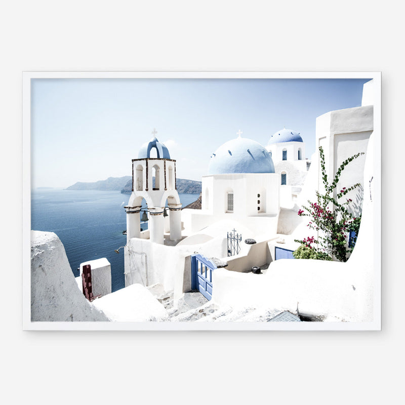 Shop Santorini Vista Photo Art Print a coastal themed photography wall art print from The Print Emporium wall artwork collection - Buy Australian made fine art poster and framed prints for the home and your interior decor, TPE-1299-AP