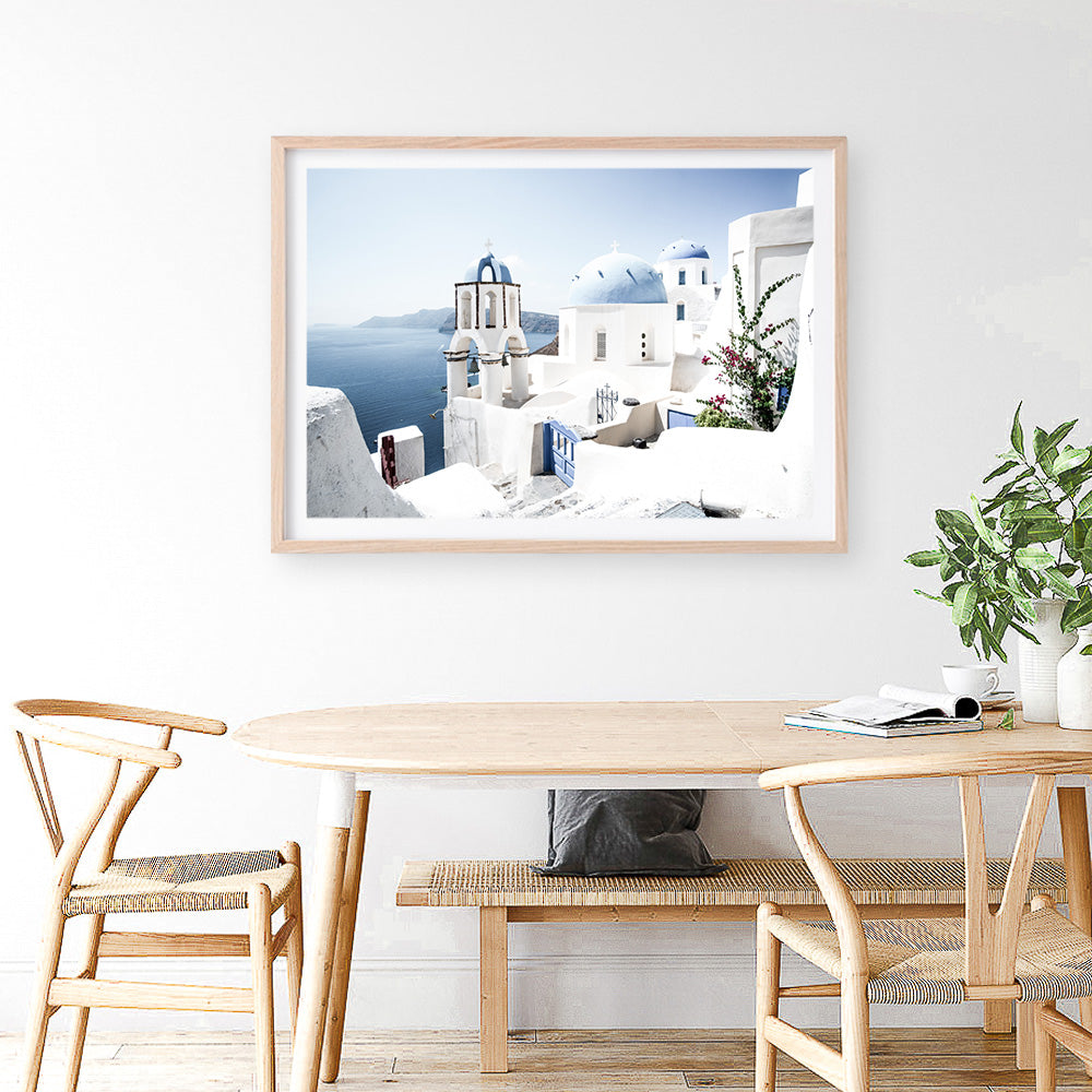 Shop Santorini Vista Photo Art Print a coastal themed photography wall art print from The Print Emporium wall artwork collection - Buy Australian made fine art poster and framed prints for the home and your interior decor, TPE-1299-AP