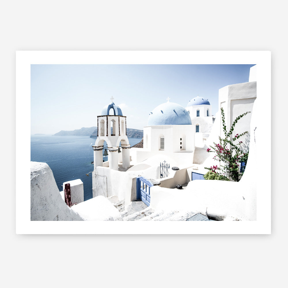 Shop Santorini Vista Photo Art Print a coastal themed photography wall art print from The Print Emporium wall artwork collection - Buy Australian made fine art poster and framed prints for the home and your interior decor, TPE-1299-AP