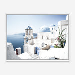 Shop Santorini Vista Photo Canvas Print a coastal themed photography framed stretched canvas print from The Print Emporium wall artwork collection - Buy Australian made prints for the home and your interior decor space, TPE-1299-CA-35X46-NF