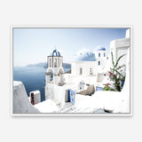 Shop Santorini Vista Photo Canvas Print a coastal themed photography framed stretched canvas print from The Print Emporium wall artwork collection - Buy Australian made prints for the home and your interior decor space, TPE-1299-CA-35X46-NF