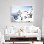 Shop Santorini Vista Photo Canvas Print a coastal themed photography framed stretched canvas print from The Print Emporium wall artwork collection - Buy Australian made prints for the home and your interior decor space, TPE-1299-CA-35X46-NF