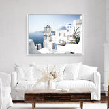 Shop Santorini Vista Photo Canvas Print a coastal themed photography framed stretched canvas print from The Print Emporium wall artwork collection - Buy Australian made prints for the home and your interior decor space, TPE-1299-CA-35X46-NF