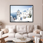 Shop Santorini Vista Photo Canvas Print a coastal themed photography framed stretched canvas print from The Print Emporium wall artwork collection - Buy Australian made prints for the home and your interior decor space, TPE-1299-CA-35X46-NF