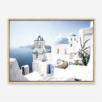 Shop Santorini Vista Photo Canvas Print a coastal themed photography framed stretched canvas print from The Print Emporium wall artwork collection - Buy Australian made prints for the home and your interior decor space, TPE-1299-CA-35X46-NF