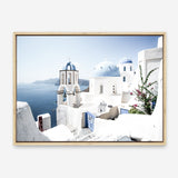 Shop Santorini Vista Photo Canvas Print a coastal themed photography framed stretched canvas print from The Print Emporium wall artwork collection - Buy Australian made prints for the home and your interior decor space, TPE-1299-CA-35X46-NF