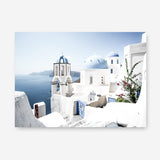 Shop Santorini Vista Photo Canvas Print a coastal themed photography framed stretched canvas print from The Print Emporium wall artwork collection - Buy Australian made prints for the home and your interior decor space, TPE-1299-CA-35X46-NF