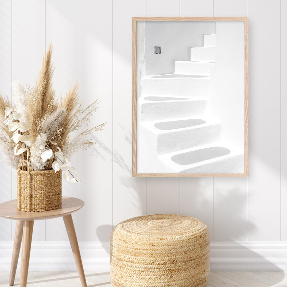 Shop Santorini White Steps I Photo Art Print a coastal themed photography wall art print from The Print Emporium wall artwork collection - Buy Australian made fine art poster and framed prints for the home and your interior decor, TPE-1250-AP