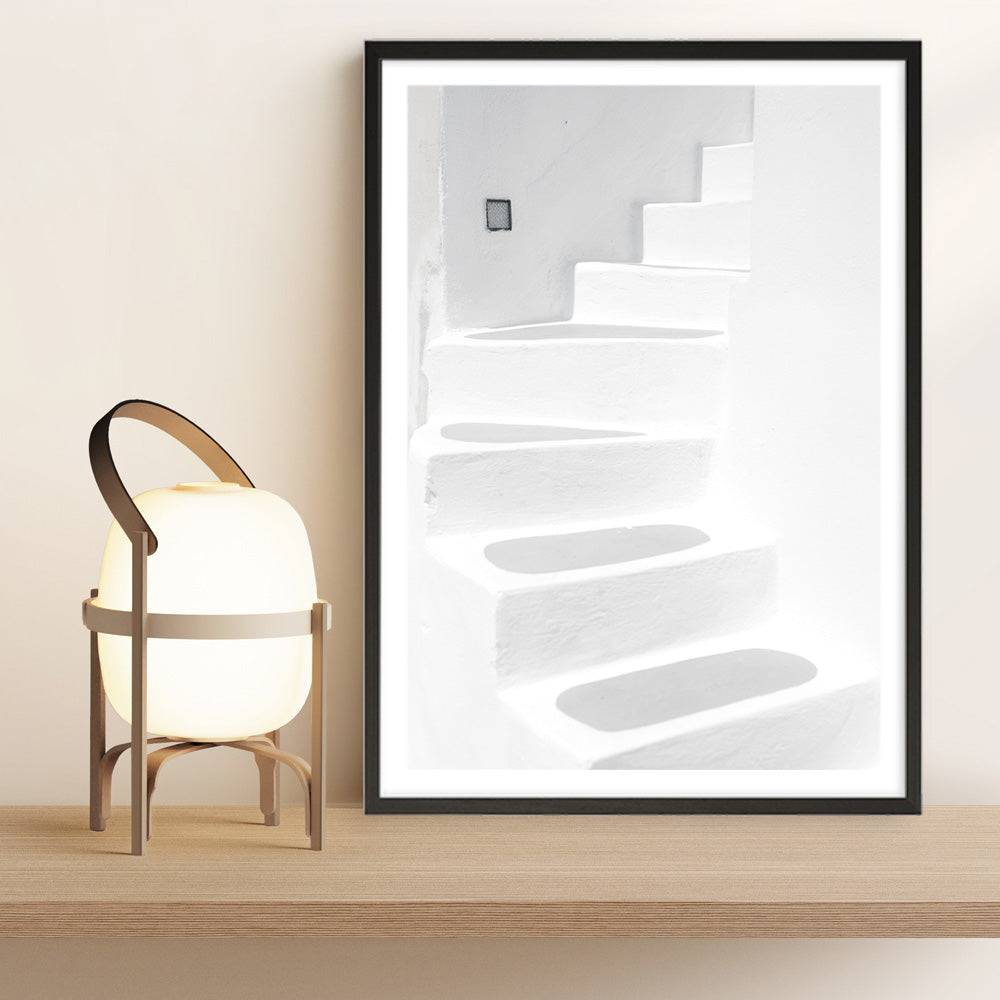 Shop Santorini White Steps I Photo Art Print a coastal themed photography wall art print from The Print Emporium wall artwork collection - Buy Australian made fine art poster and framed prints for the home and your interior decor, TPE-1250-AP