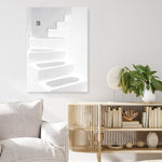 Shop Santorini White Steps I Photo Canvas Print a coastal themed photography framed stretched canvas print from The Print Emporium wall artwork collection - Buy Australian made prints for the home and your interior decor space, TPE-1250-CA-35X46-NF