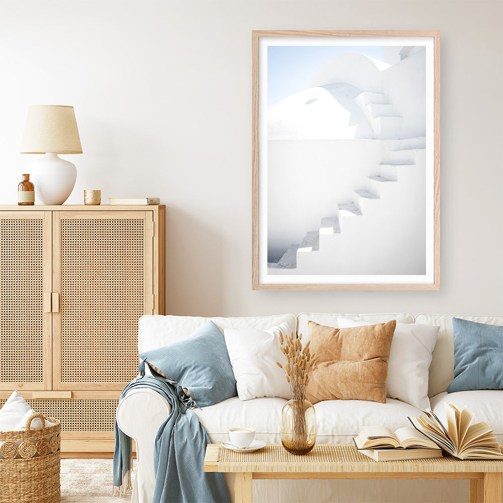 Shop Santorini White Steps II Photo Art Print a coastal themed photography wall art print from The Print Emporium wall artwork collection - Buy Australian made fine art poster and framed prints for the home and your interior decor, TPE-1251-AP