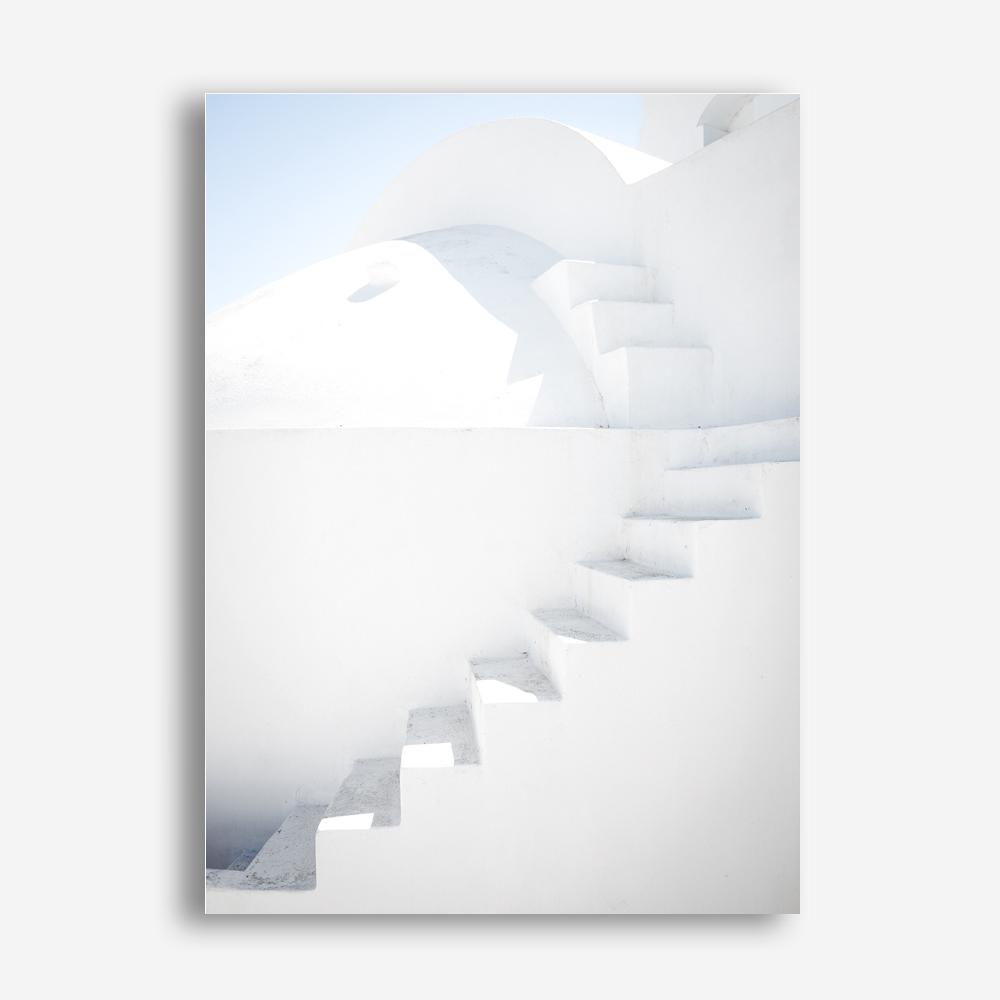 Shop Santorini White Steps II Photo Canvas Print a coastal themed photography framed stretched canvas print from The Print Emporium wall artwork collection - Buy Australian made prints for the home and your interior decor space, TPE-1251-CA-35X46-NF