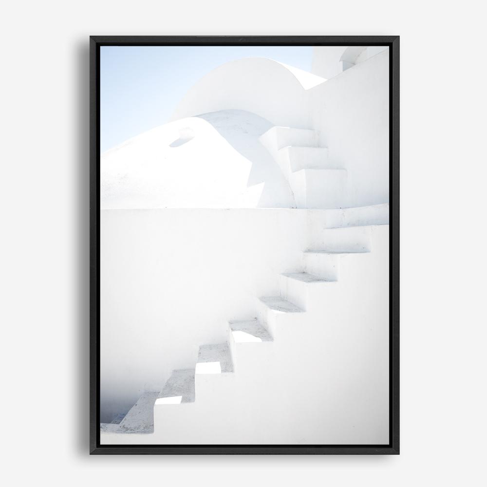 Shop Santorini White Steps II Photo Canvas Print a coastal themed photography framed stretched canvas print from The Print Emporium wall artwork collection - Buy Australian made prints for the home and your interior decor space, TPE-1251-CA-35X46-NF