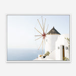 Shop Santorini Windmill II Photo Canvas Print a coastal themed photography framed stretched canvas print from The Print Emporium wall artwork collection - Buy Australian made prints for the home and your interior decor space, TPE-1352-CA-35X46-NF