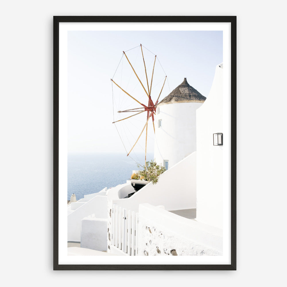 Shop Santorini Windmill Photo Art Print a coastal themed photography wall art print from The Print Emporium wall artwork collection - Buy Australian made fine art poster and framed prints for the home and your interior decor, TPE-1340-AP