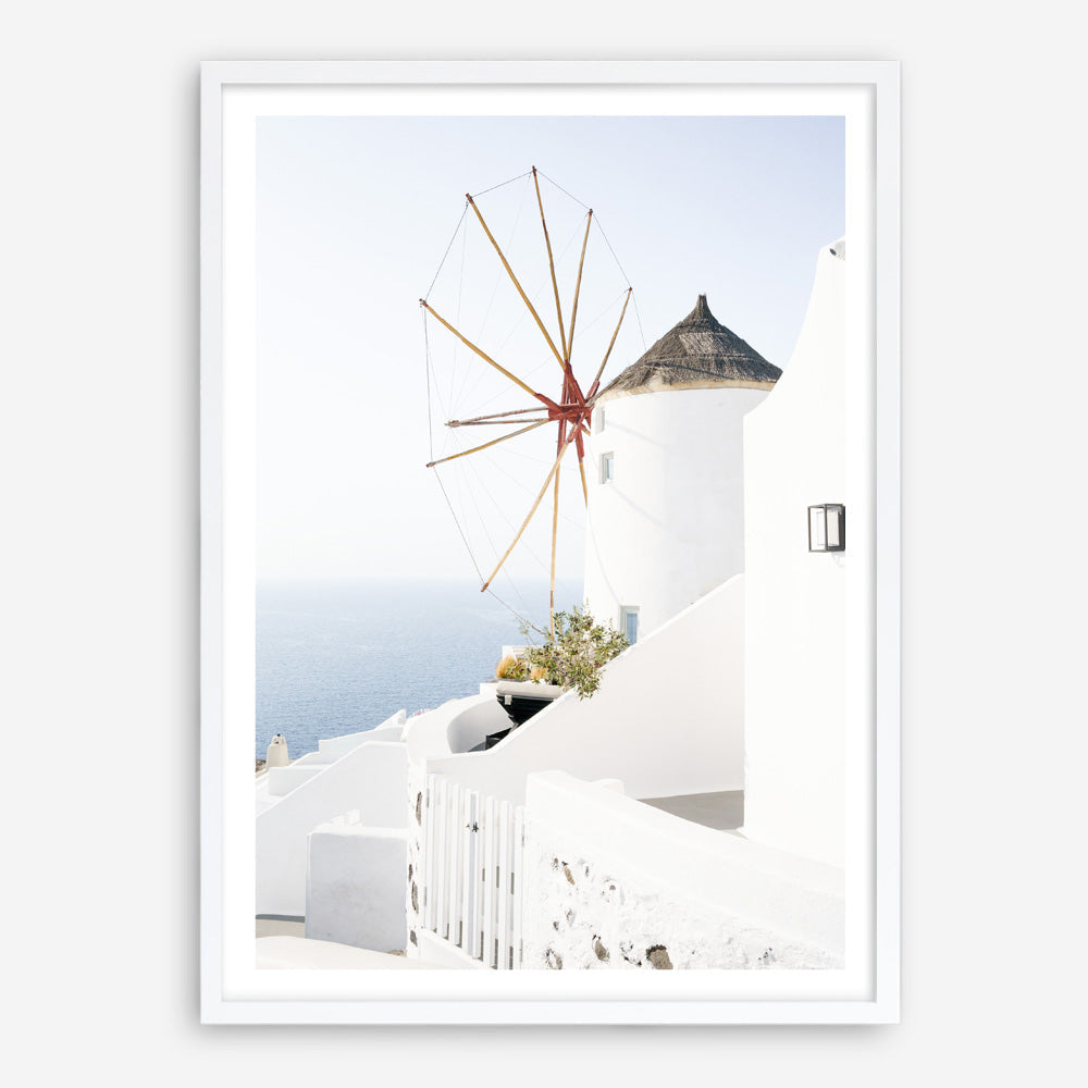 Shop Santorini Windmill Photo Art Print a coastal themed photography wall art print from The Print Emporium wall artwork collection - Buy Australian made fine art poster and framed prints for the home and your interior decor, TPE-1340-AP