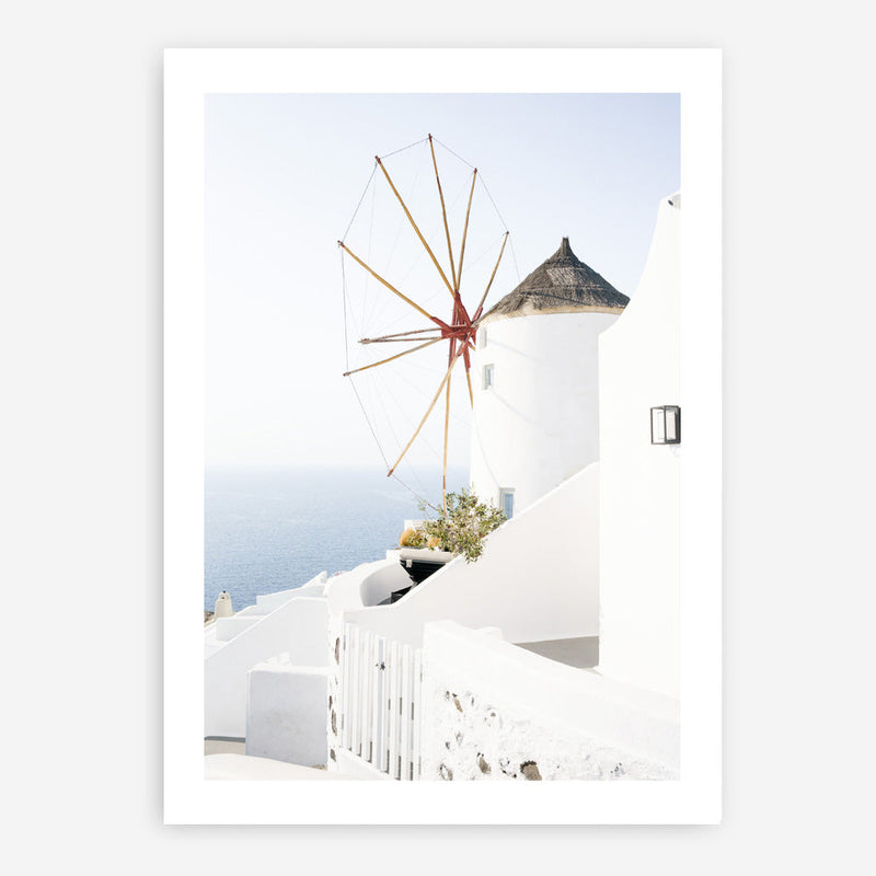 Shop Santorini Windmill Photo Art Print a coastal themed photography wall art print from The Print Emporium wall artwork collection - Buy Australian made fine art poster and framed prints for the home and your interior decor, TPE-1340-AP