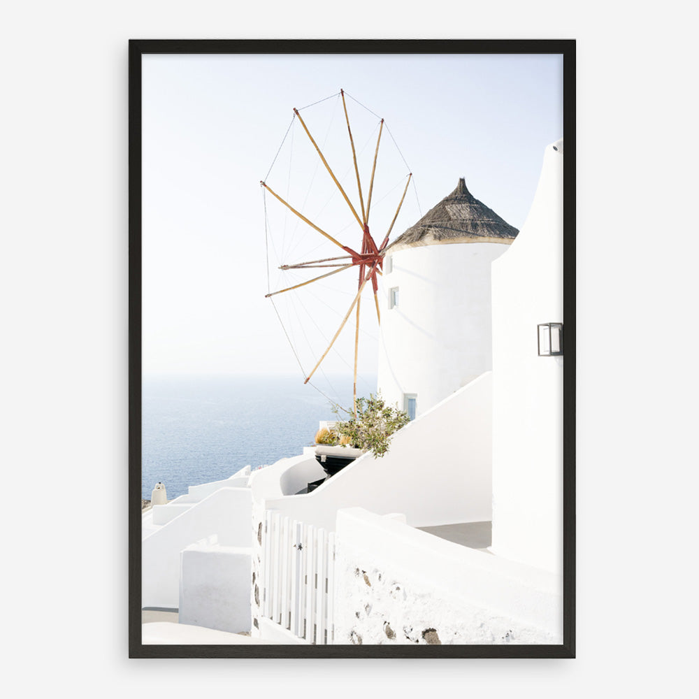 Shop Santorini Windmill Photo Art Print a coastal themed photography wall art print from The Print Emporium wall artwork collection - Buy Australian made fine art poster and framed prints for the home and your interior decor, TPE-1340-AP