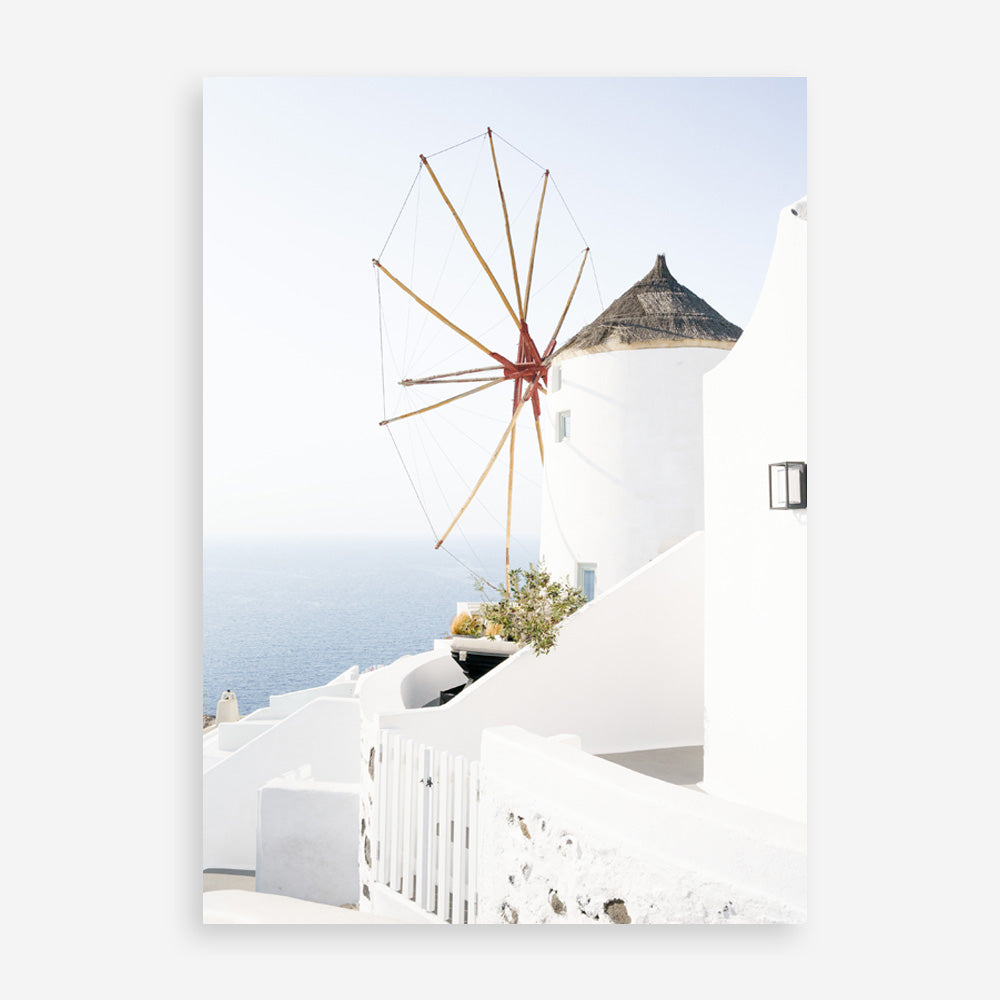 Shop Santorini Windmill Photo Art Print a coastal themed photography wall art print from The Print Emporium wall artwork collection - Buy Australian made fine art poster and framed prints for the home and your interior decor, TPE-1340-AP