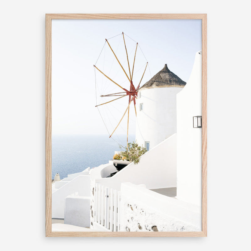 Shop Santorini Windmill Photo Art Print a coastal themed photography wall art print from The Print Emporium wall artwork collection - Buy Australian made fine art poster and framed prints for the home and your interior decor, TPE-1340-AP