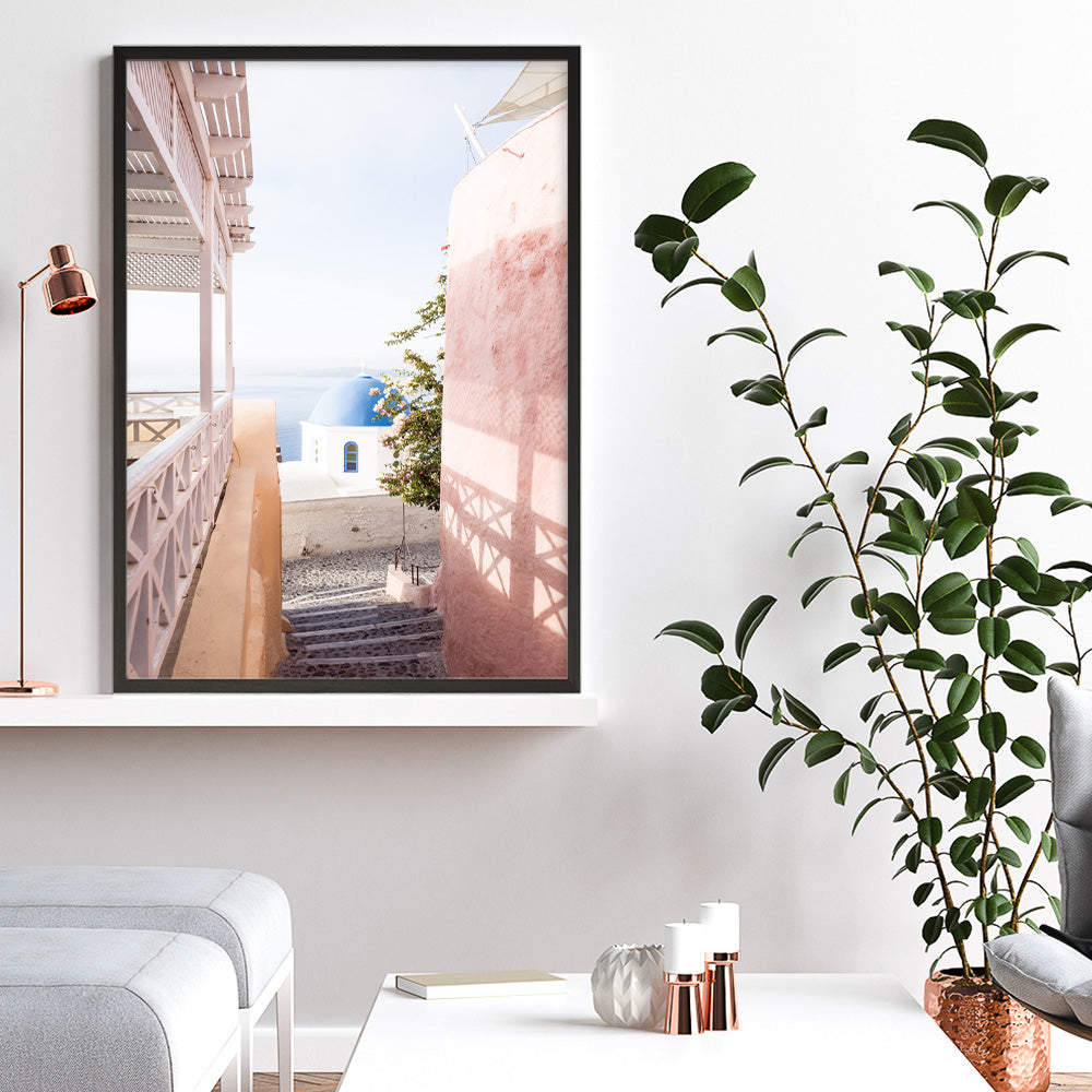 Shop Santorini in Spring Photo Art Print a coastal themed photography wall art print from The Print Emporium wall artwork collection - Buy Australian made fine art poster and framed prints for the home and your interior decor, TPE-1300-AP