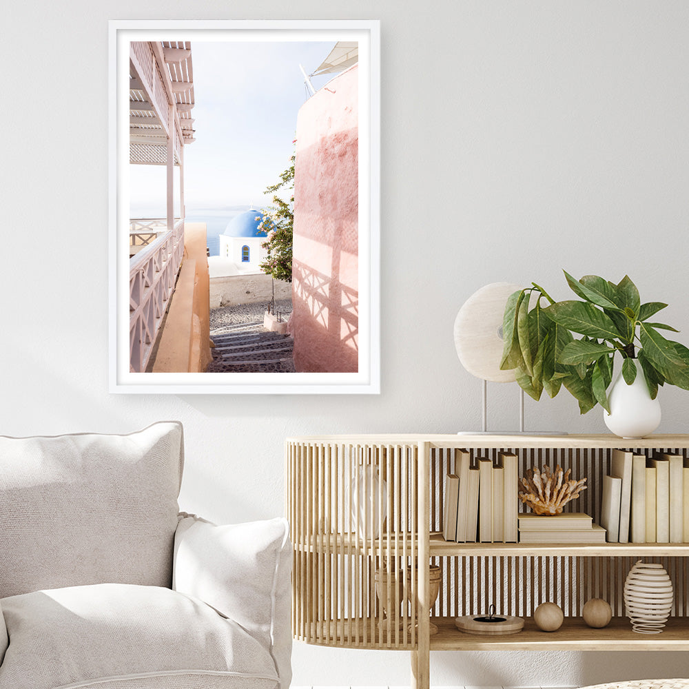 Shop Santorini in Spring Photo Art Print a coastal themed photography wall art print from The Print Emporium wall artwork collection - Buy Australian made fine art poster and framed prints for the home and your interior decor, TPE-1300-AP