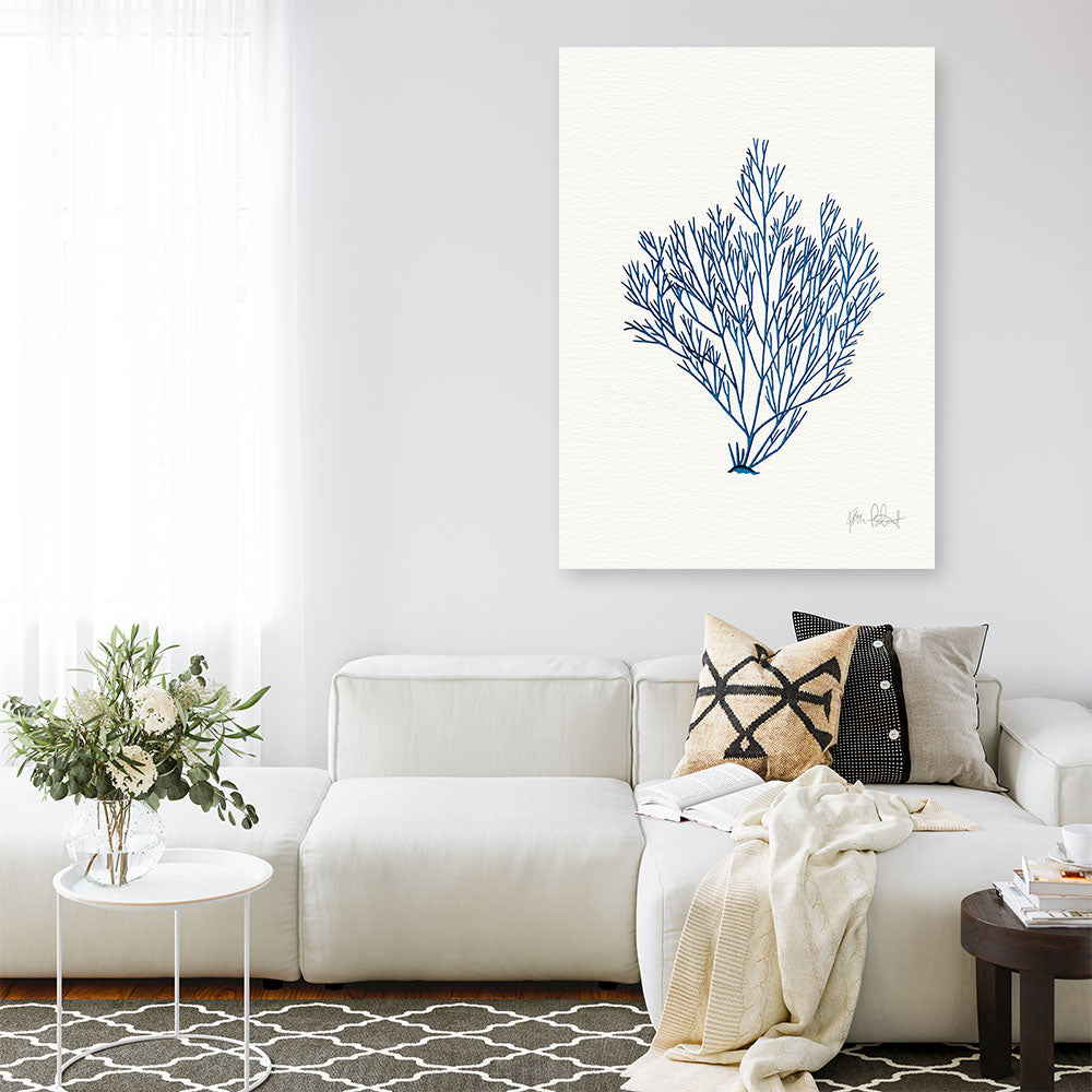 Shop Sea Garden II Royal Blue Canvas Print a painted style framed canvas wall art print from The Print Emporium artwork collection - Buy Australian made fine art painting style stretched canvas prints for the home and your interior decor space, TPE-WA-63919-CA-35X46-NF