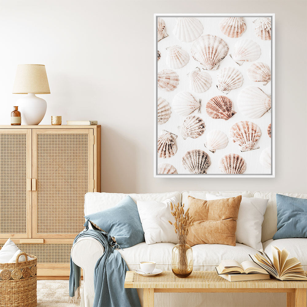 Shop Seashells I Photo Canvas Print a coastal themed photography framed stretched canvas print from The Print Emporium wall artwork collection - Buy Australian made prints for the home and your interior decor space, TPE-1254-CA-35X46-NF