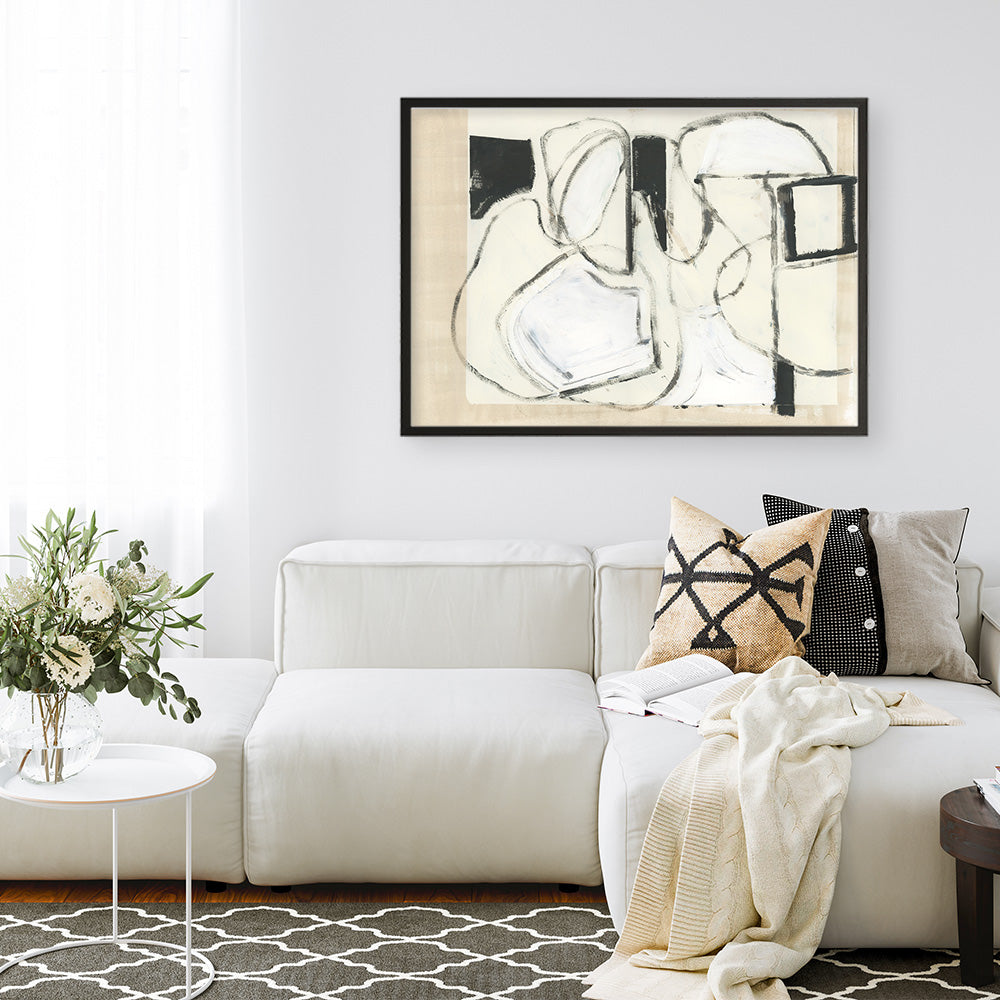 Shop Settling Shapes I Art Print a painted abstract themed wall art print from The Print Emporium wall artwork collection - Buy Australian made fine art painting style poster and framed prints for the home and your interior decor room, TPE-PC-WZ559-AP