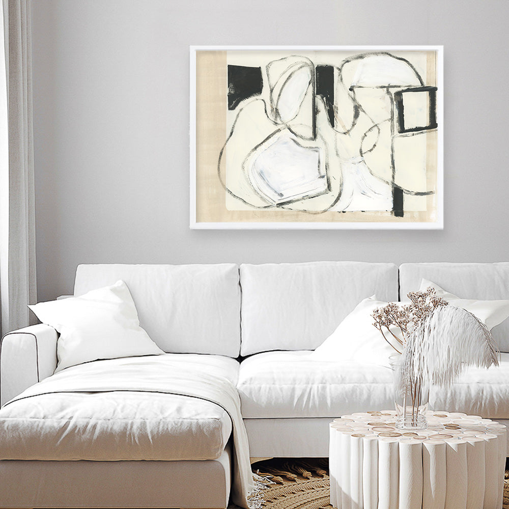 Shop Settling Shapes I Art Print a painted abstract themed wall art print from The Print Emporium wall artwork collection - Buy Australian made fine art painting style poster and framed prints for the home and your interior decor room, TPE-PC-WZ559-AP