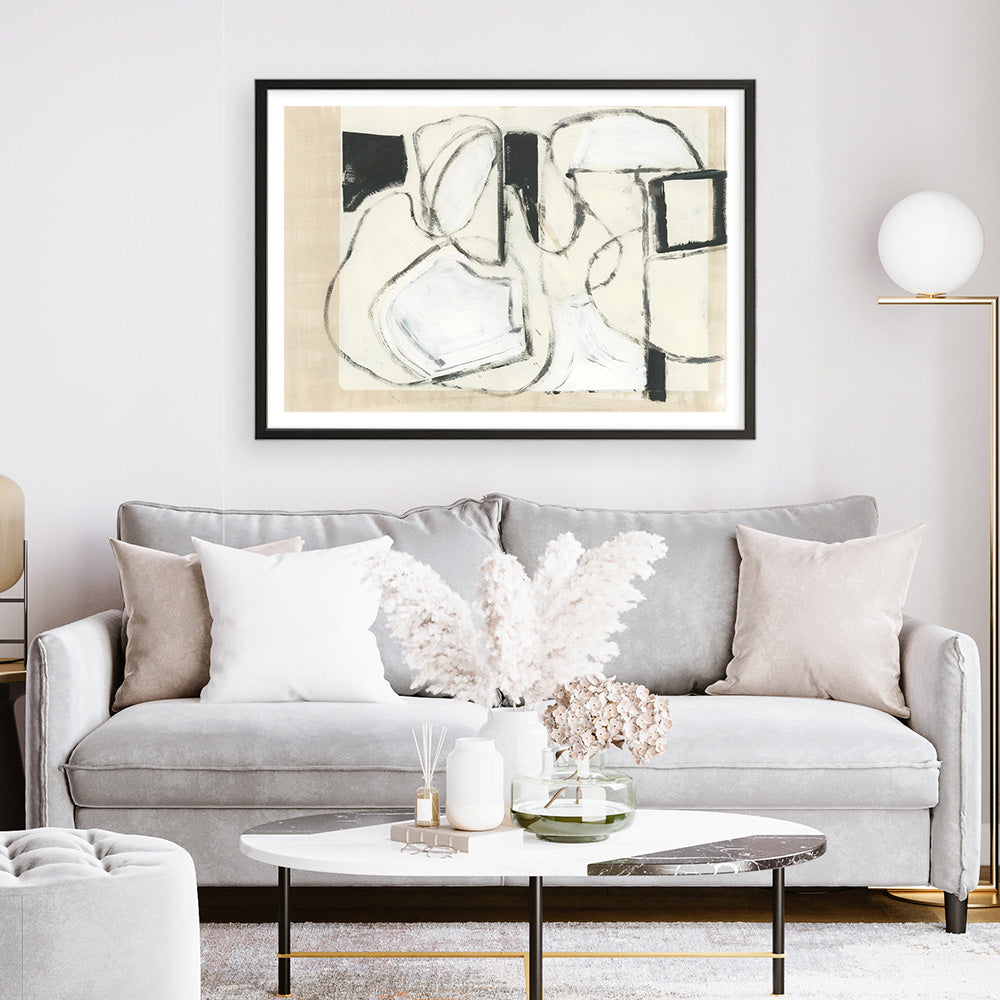 Shop Settling Shapes I Art Print a painted abstract themed wall art print from The Print Emporium wall artwork collection - Buy Australian made fine art painting style poster and framed prints for the home and your interior decor room, TPE-PC-WZ559-AP