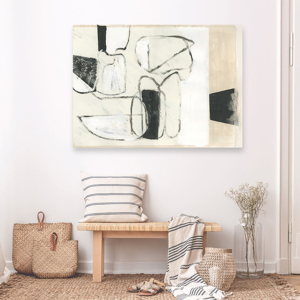 Shop Settling Shapes II Canvas Print a painted abstract themed framed canvas wall art print from The Print Emporium artwork collection - Buy Australian made fine art painting style stretched canvas prints for the home and your interior decor space, TPE-PC-WZ560-CA-35X46-NF