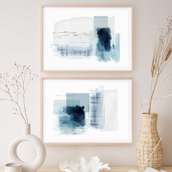 Shop Sheets of Blue I Art Print a painted abstract themed wall art print from The Print Emporium wall artwork collection - Buy Australian made fine art painting style poster and framed prints for the home and your interior decor room, TPE-PC-PI500-AP