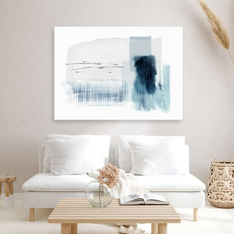 Shop Sheets of Blue I Canvas Print a painted abstract themed framed canvas wall art print from The Print Emporium artwork collection - Buy Australian made fine art painting style stretched canvas prints for the home and your interior decor space, TPE-PC-PI500-CA-35X46-NF
